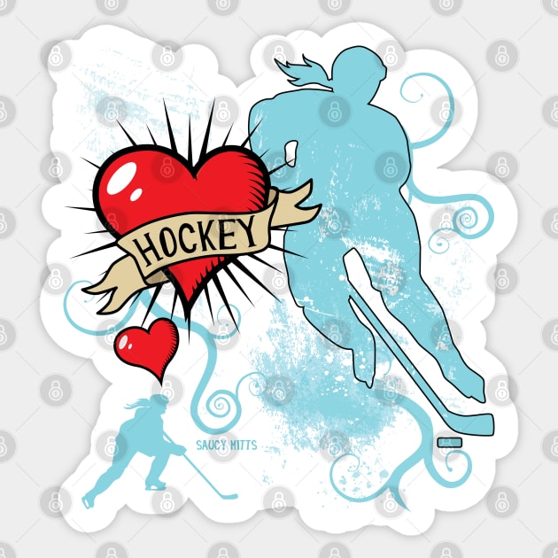 Women's Hockey Player Tattoo Style Sticker by SaucyMittsHockey